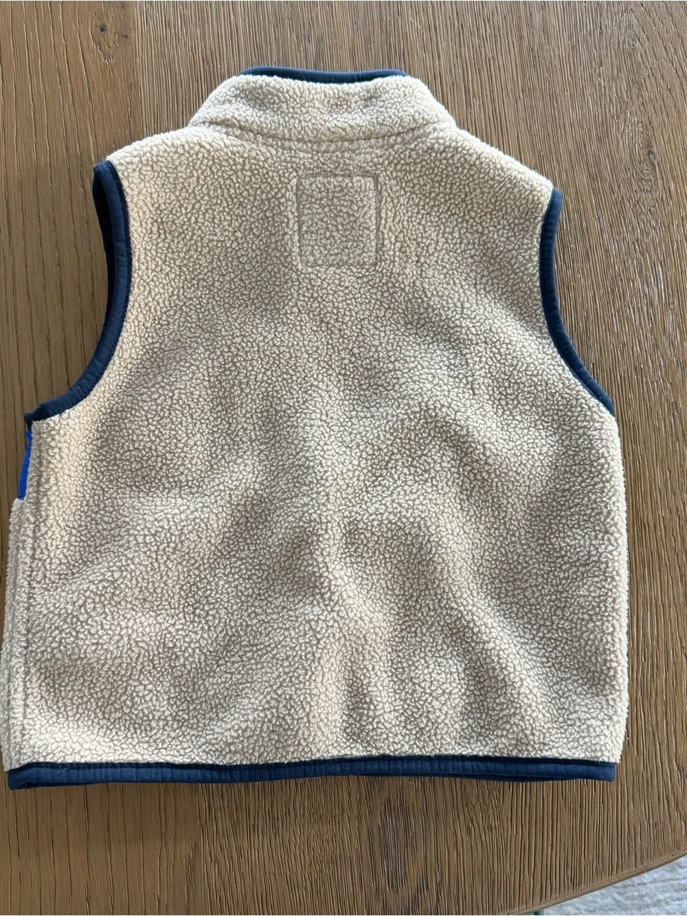 GAP Toddler Sherpa-Lined Vest in Beige Sherpa and Blue